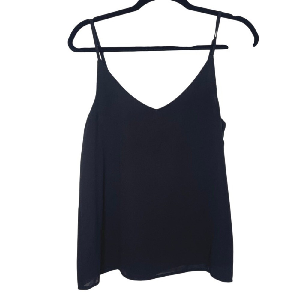 Cotton On Camisole Women S Black Adjustable Strap V-Neck Chiffon Layered Tank